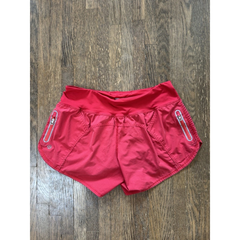 Lululemon Run Times Short II Red Running Shorts Women's Size 4 Zipper Pockets